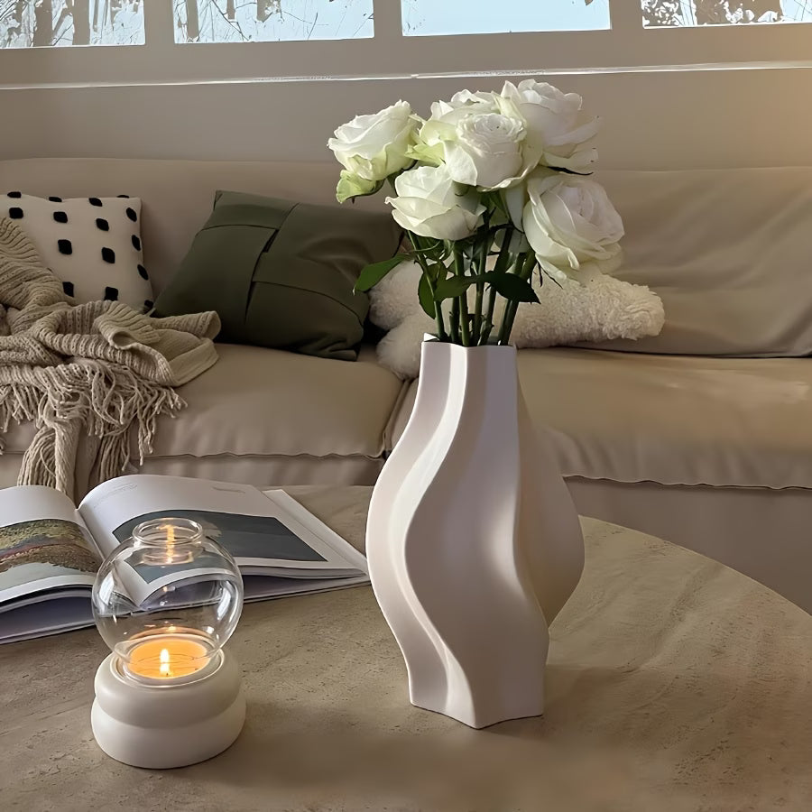 Wave Art INS Style Vase – Nordic Minimalist Luxury Decor