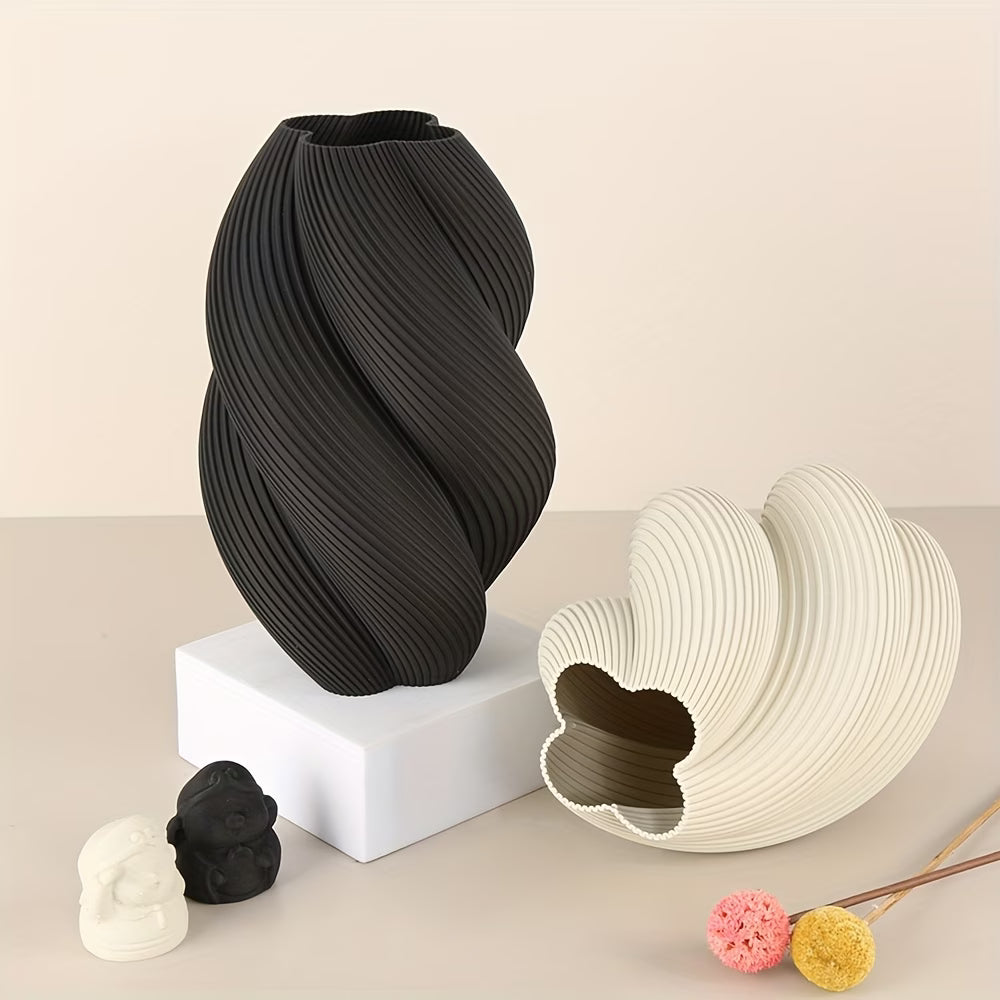 Wabi-Sabi Spiral Vase – Plastic Minimalist Design