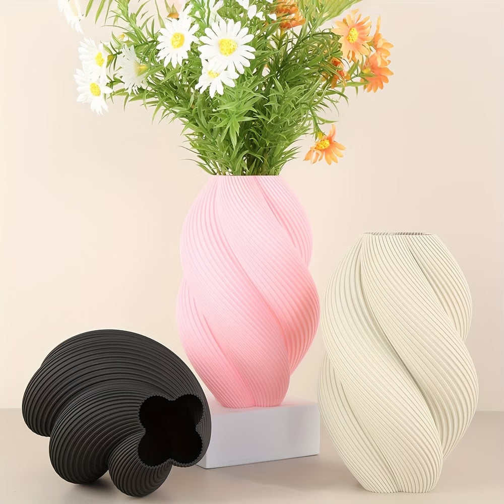 Wabi-Sabi Spiral Vase – Plastic Minimalist Design