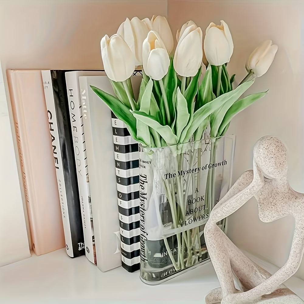 Book-Shaped Transparent Acrylic Vase – Cute Shelf Decor