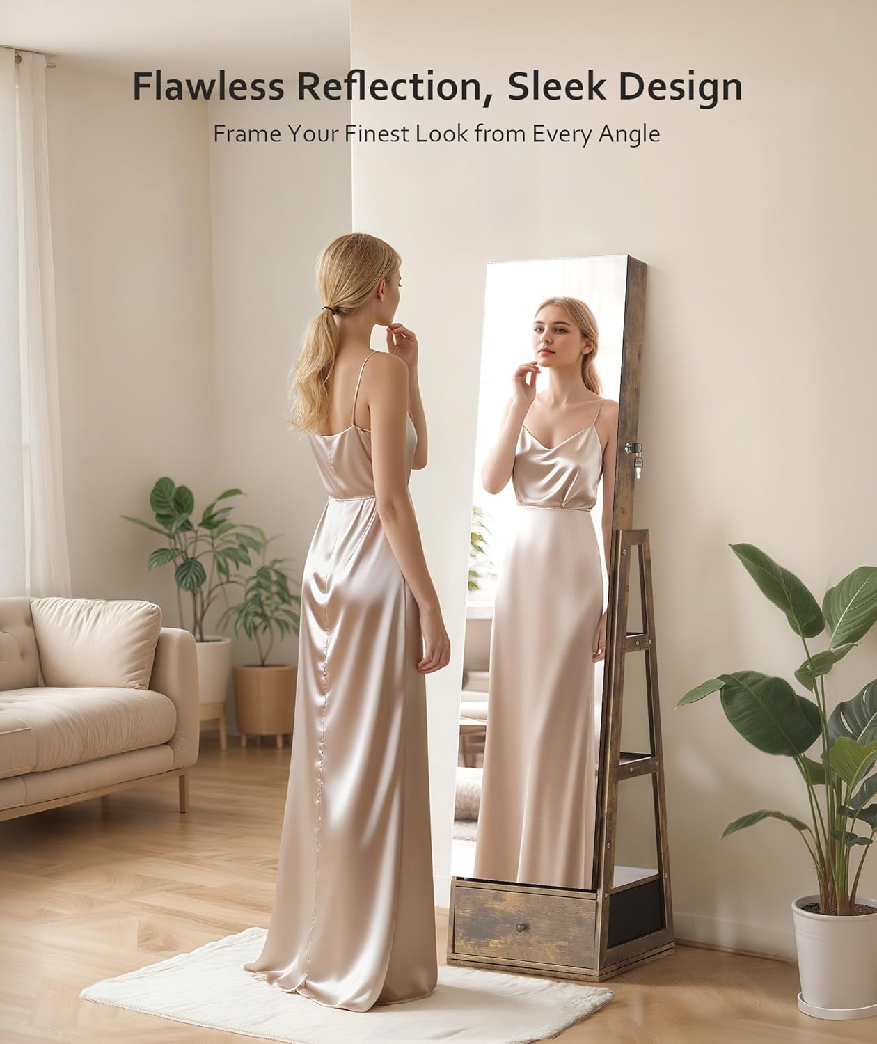Nicetree Mirror Rotating Jewelry Cabinet