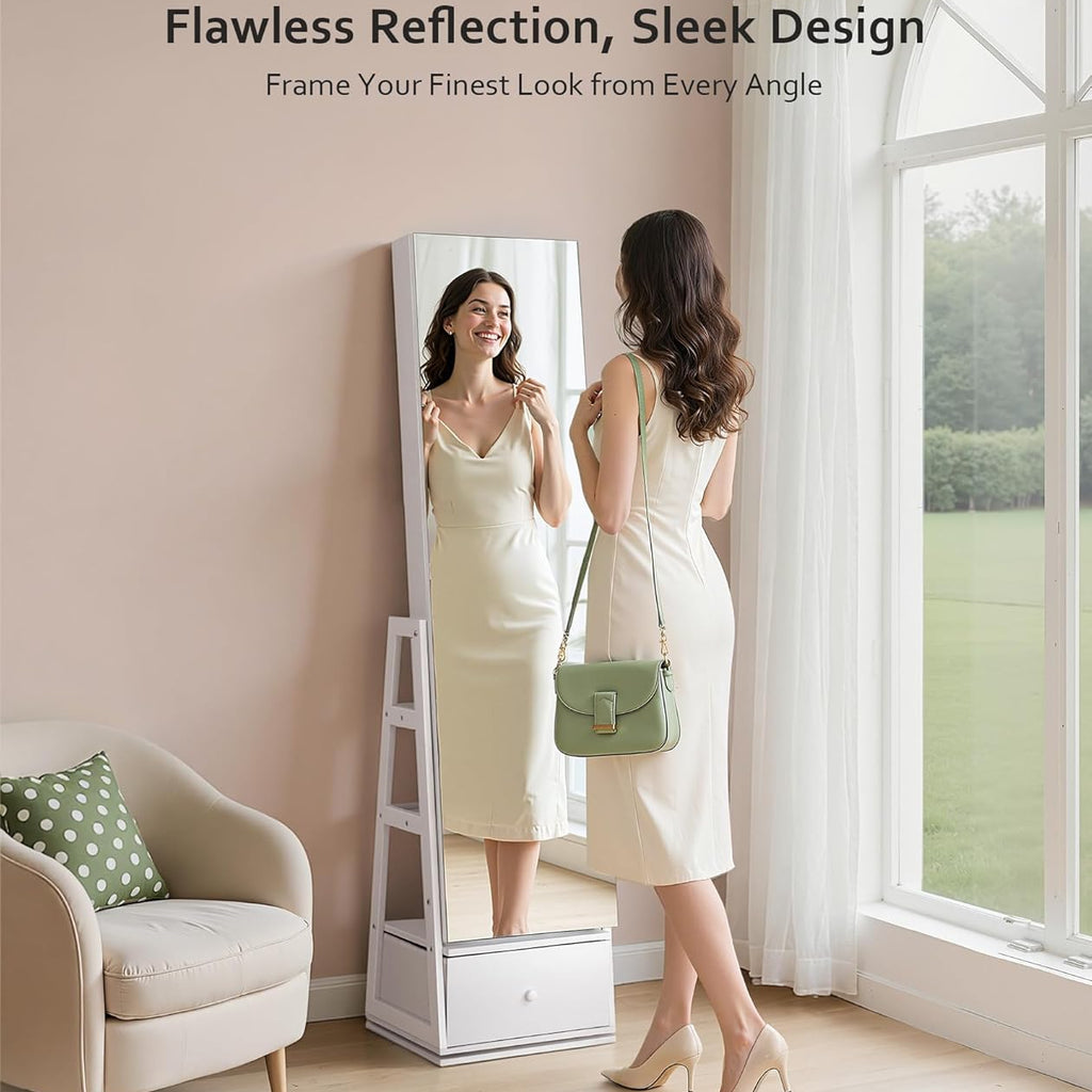 Nicetree Mirror Rotating Jewelry Cabinet