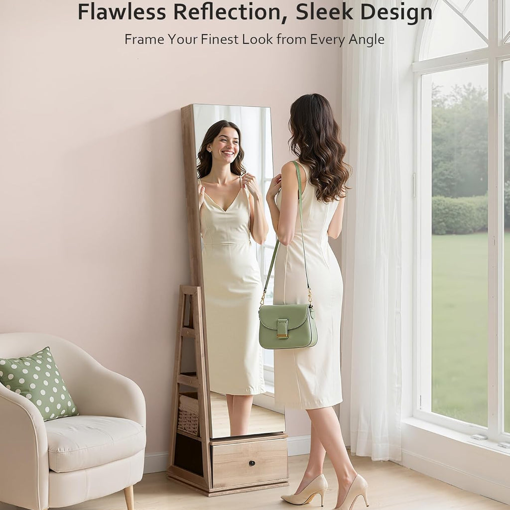 Nicetree Mirror Rotating Jewelry Cabinet