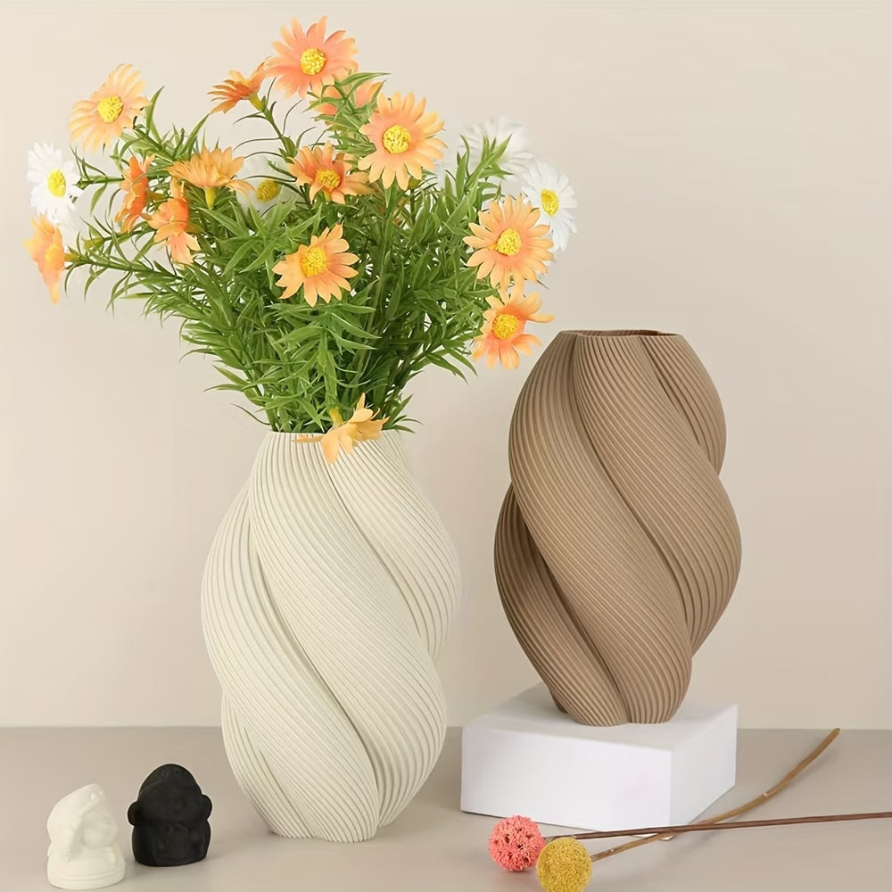 Wabi-Sabi Spiral Vase – Plastic Minimalist Design