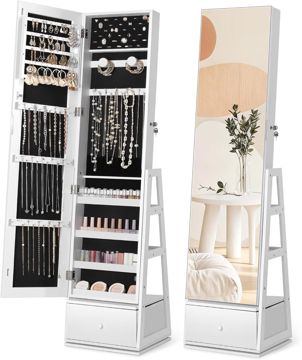 Nicetree Mirror Rotating Jewelry Cabinet