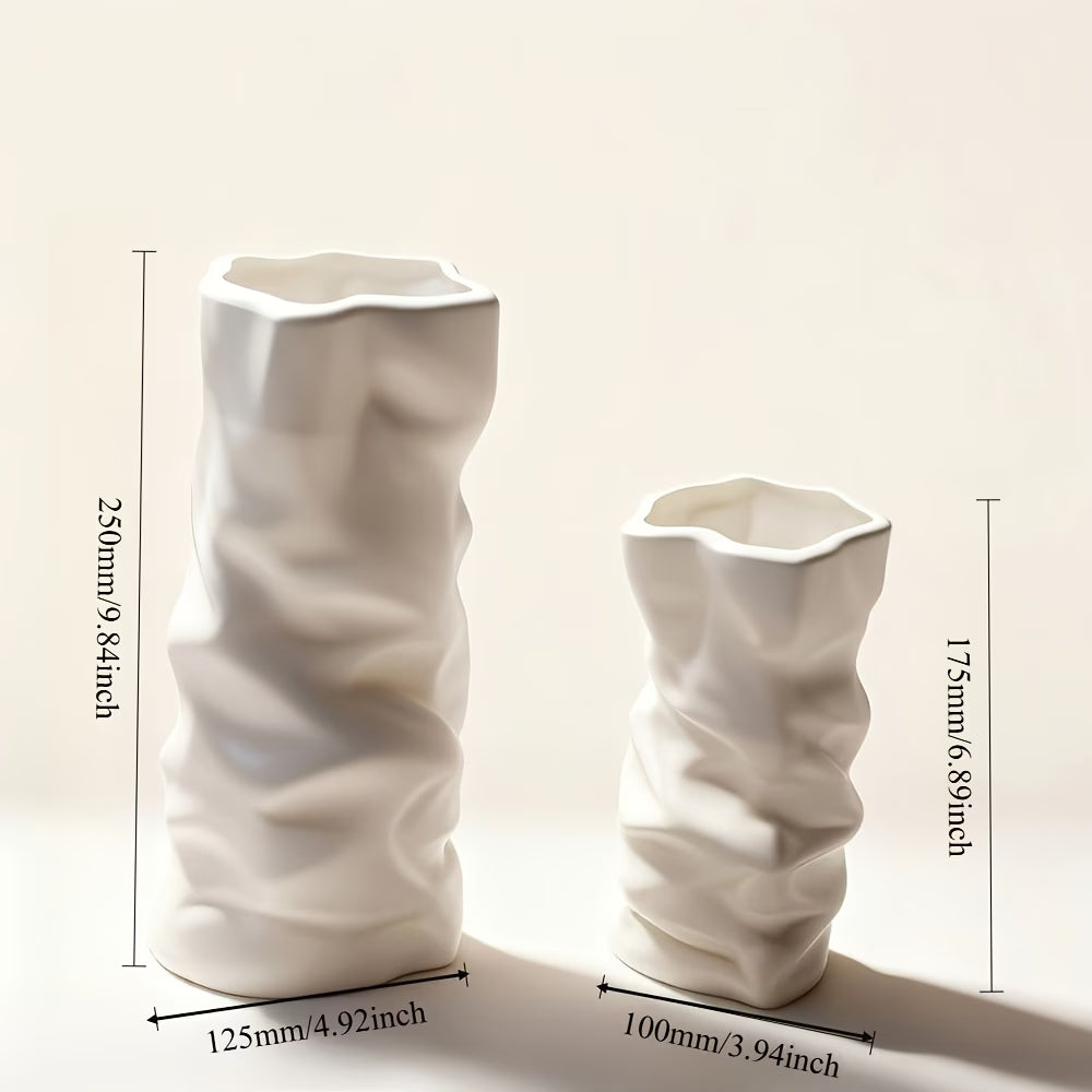 White Textured Ceramic Vase – Nordic Style