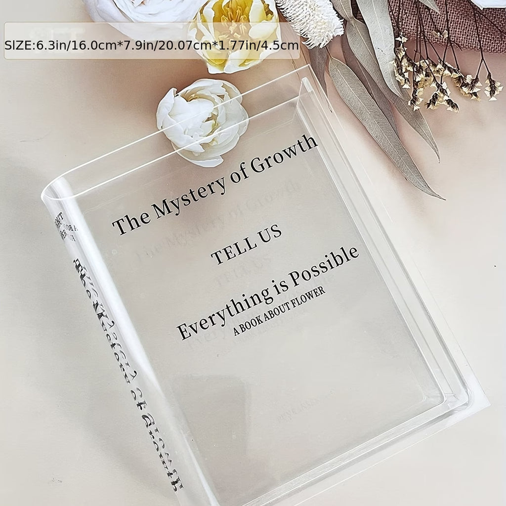 Book-Shaped Transparent Acrylic Vase – Cute Shelf Decor