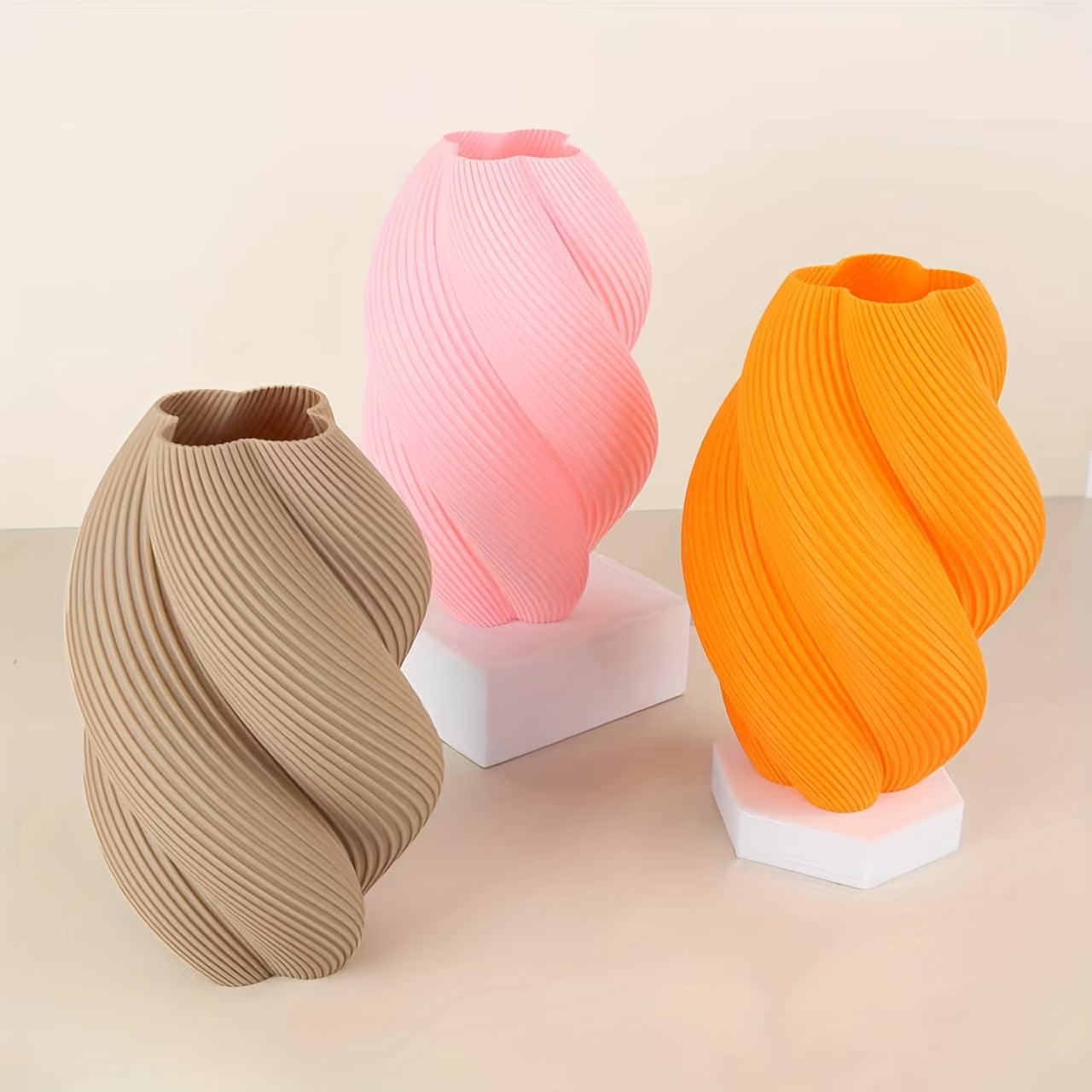 Wabi-Sabi Spiral Vase – Plastic Minimalist Design