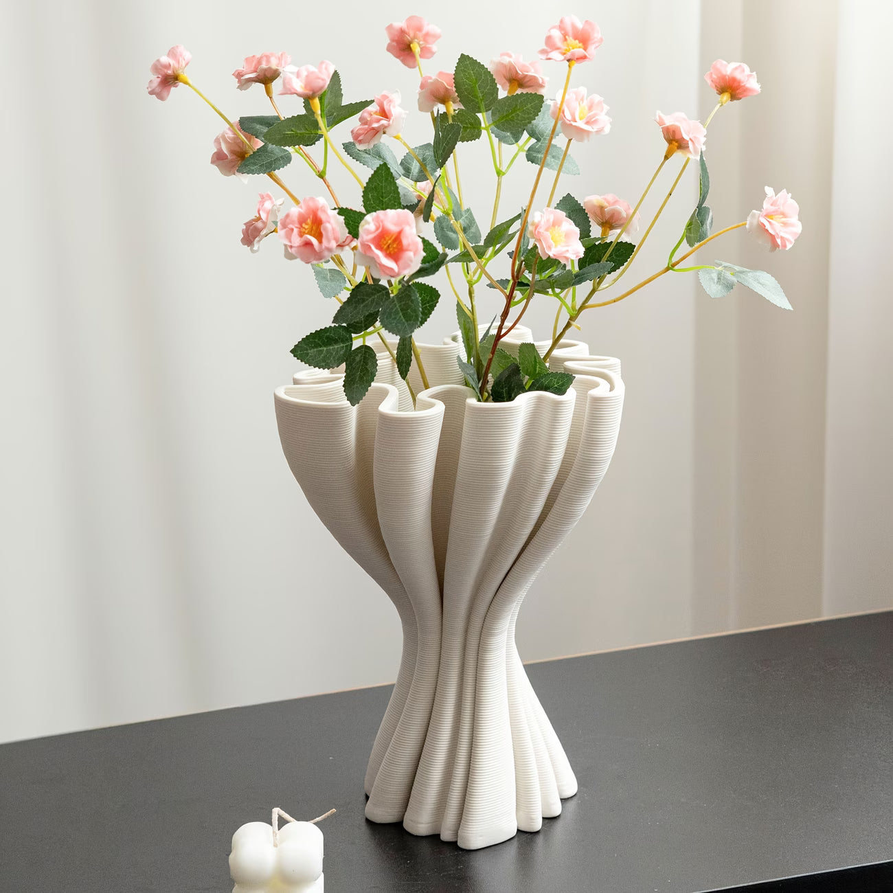 Vintage White Ceramic Vase - Minimalist Floral Display